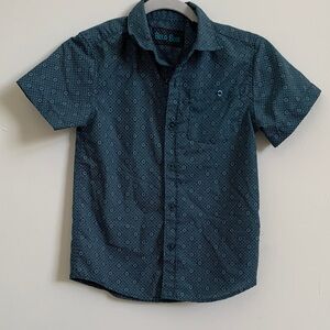 Boys Blue Geometric Short Sleeve Collared Shirt